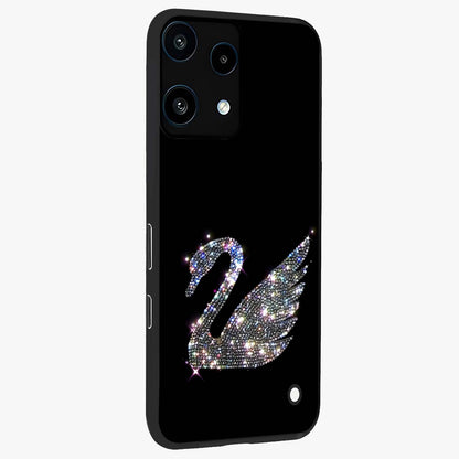 Starlit Swan Grace Glass Case upright view showcasing beautiful swan artwork with peaceful night themed design.