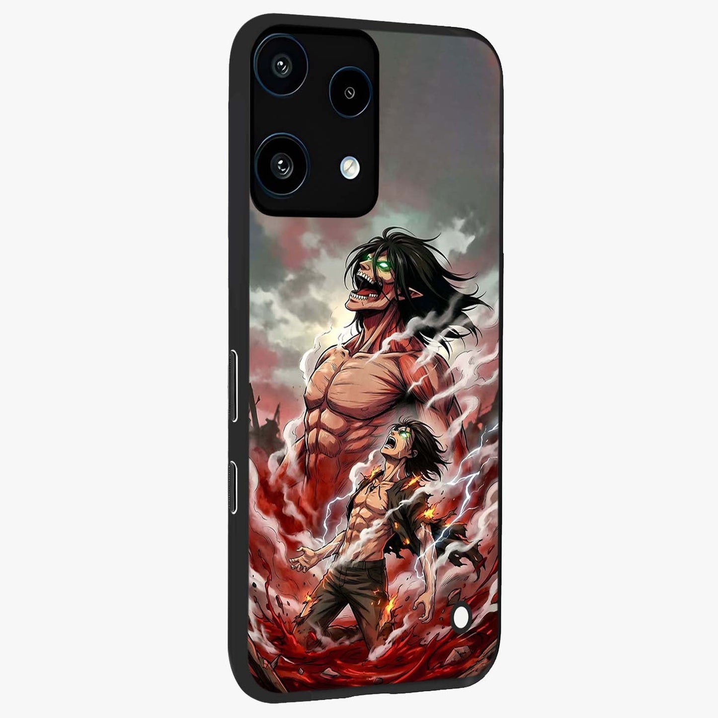 Titan Awakening Fury Glass Case upright view showcasing intense titan artwork with epic fantasy theme.