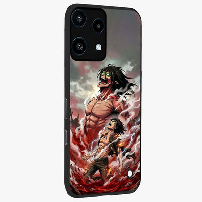Titan Awakening Fury Glass Case upright view showcasing intense titan artwork with epic fantasy theme.
