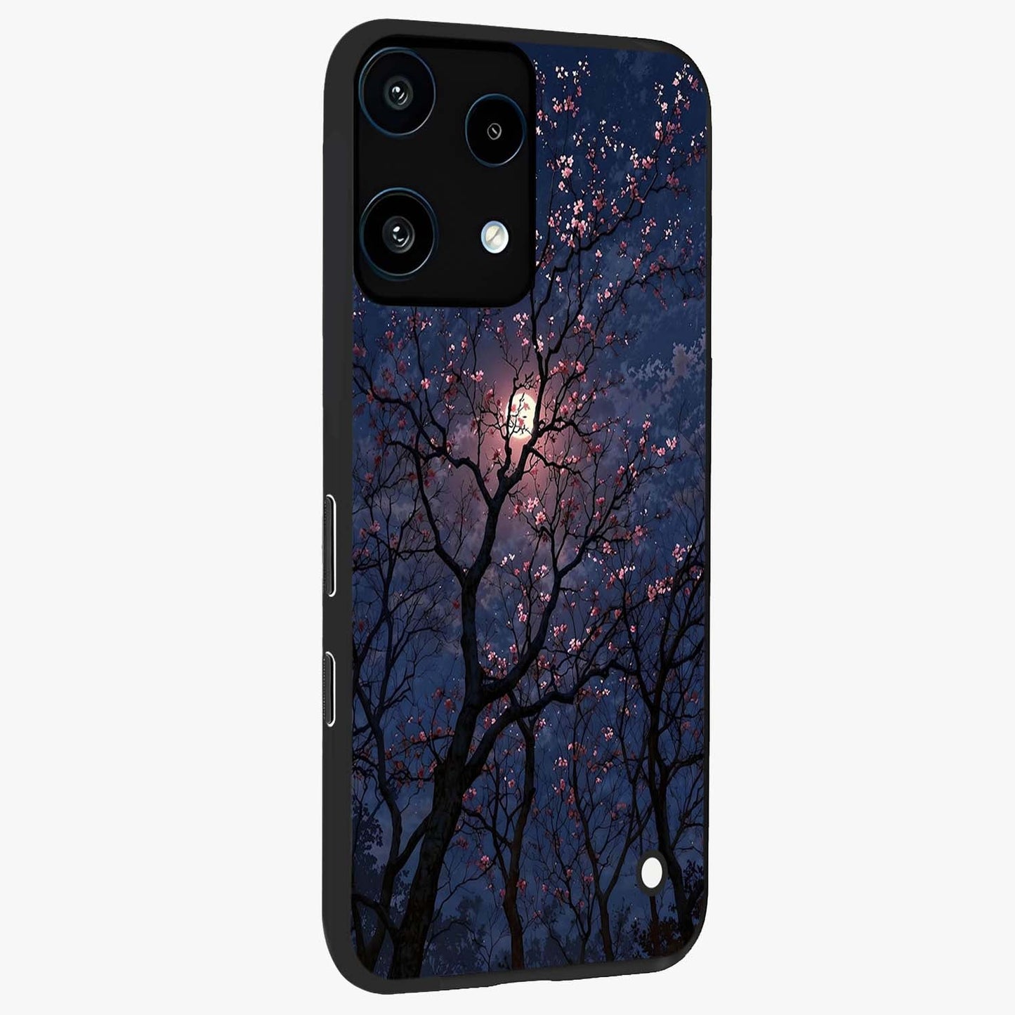 Twilight Sakura Serenade Glass Case upright view showcasing beautiful cherry blossom artwork with serene evening theme.