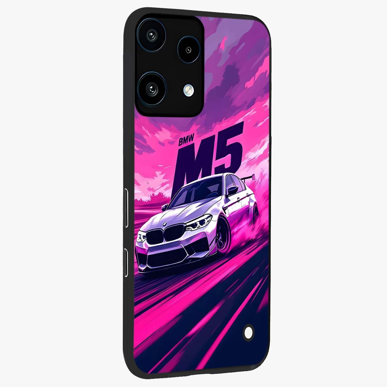 Velocity Drift Pulse Glass Case upright view showcasing powerful racing artwork with energetic motorsport theme.