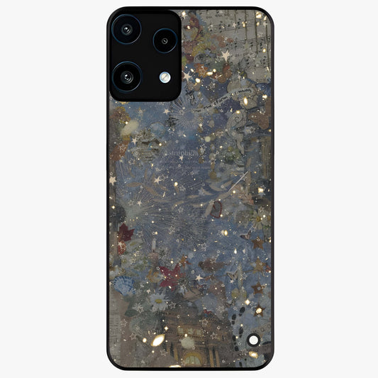 Aesthetic Astrolophia Glass Case showing flat back view with dreamy aesthetic design and glossy glass finish.