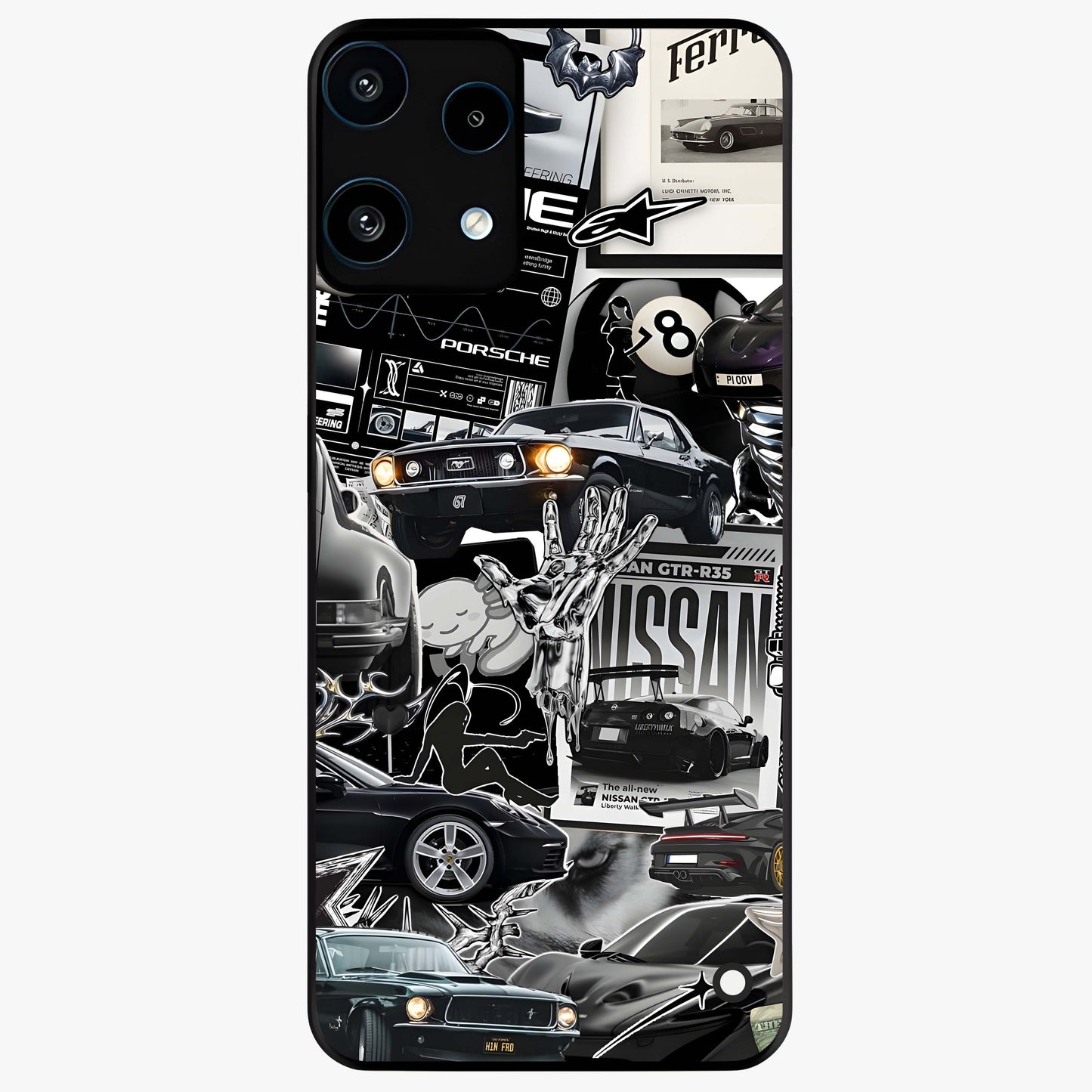 Aesthetic Dark Love Glass Case showing flat back view with dark romantic artwork and glossy glass finish.