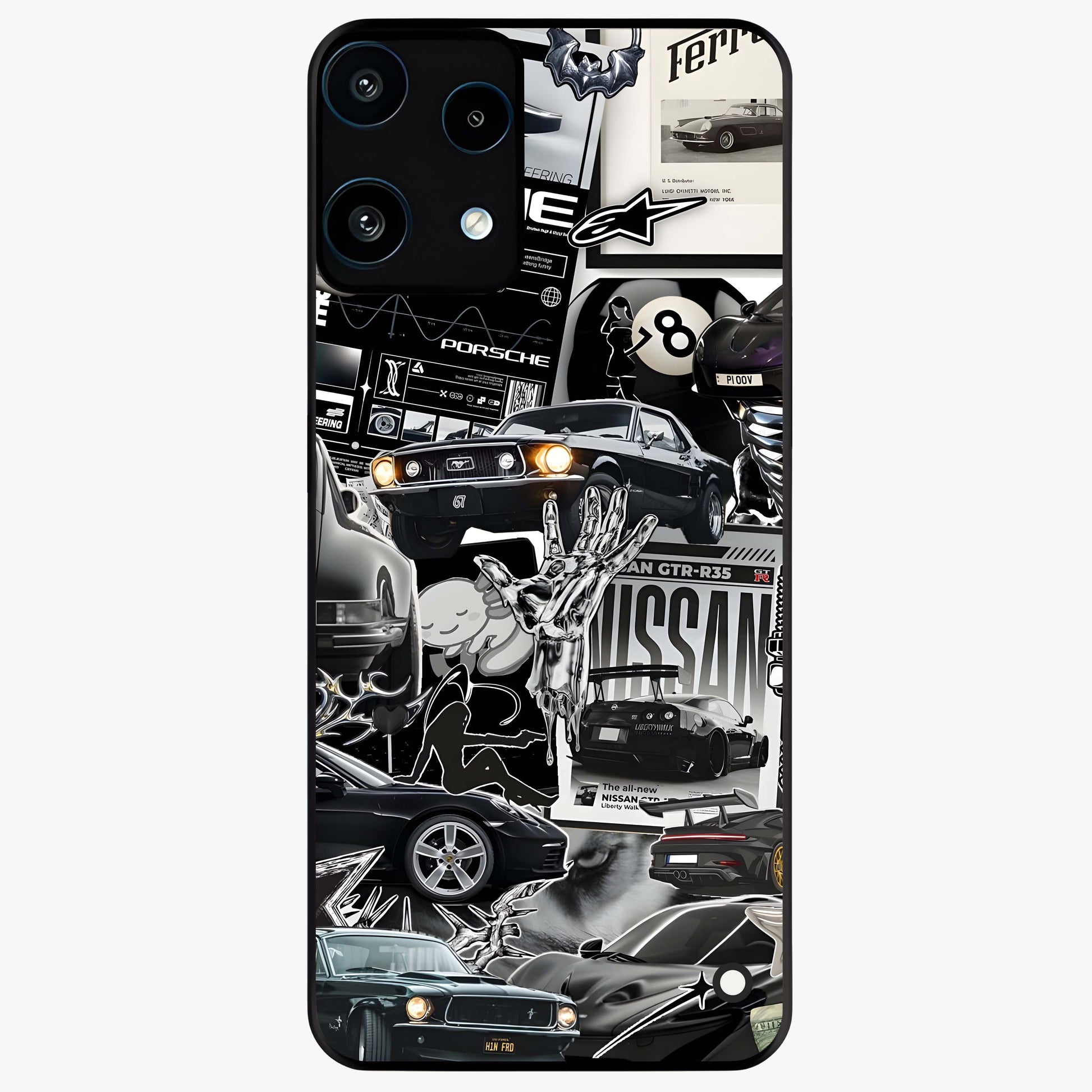 Aesthetic Dark Love Glass Case showing flat back view with dark romantic artwork and glossy glass finish.