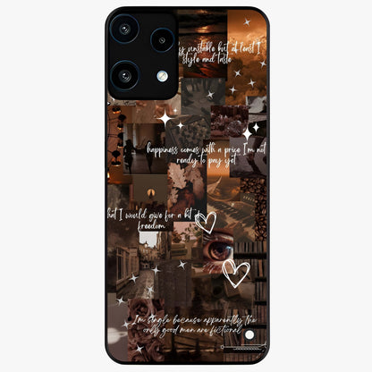 Bittersweet Aesthetic Chaos Glass Case showing flat back view with artistic chaotic aesthetic design and glossy glass finish.