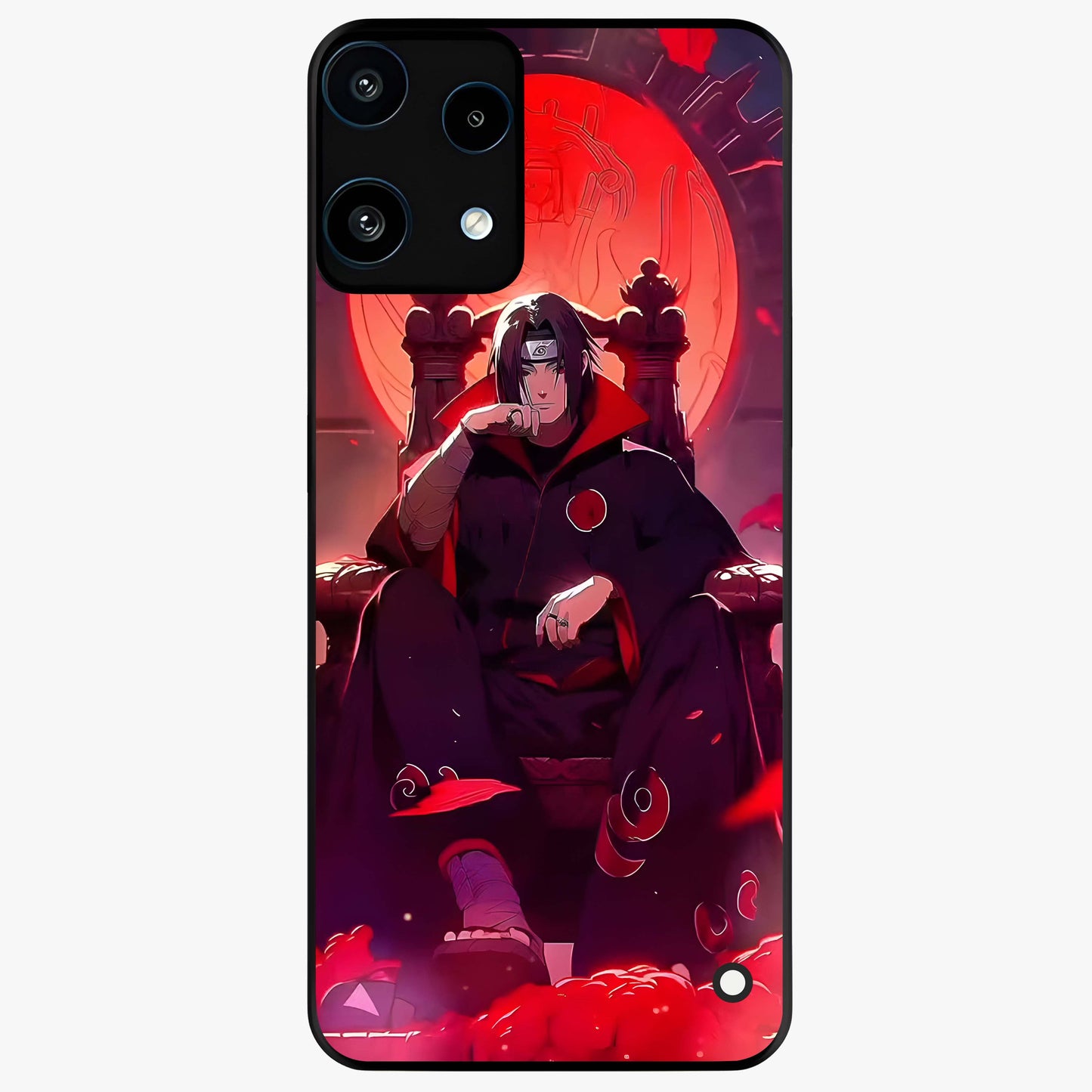 Blood Moon Sovereign Glass Case showing flat back view with mystical blood moon artwork and glossy glass finish.