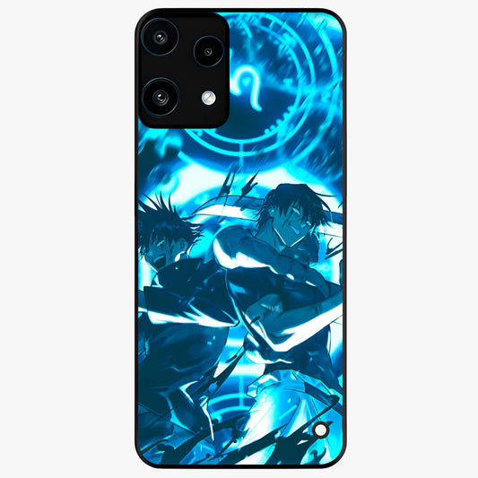 Cursed Energy Clash Glass Case showing flat back view with intense cursed energy artwork and glossy glass finish.