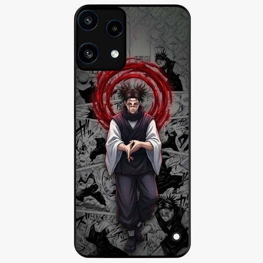 Cursed Ritual Ascension Glass Case showing flat back view with dark ritual themed artwork and glossy glass finish.