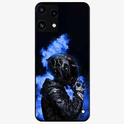 Cyber Sentinel Protocol Glass Case showing flat back view with futuristic cyber themed artwork and glossy glass finish.