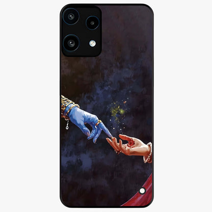 Divine Touch Eternal Glass Case showing flat back view with spiritual themed artwork and glossy glass finish.
