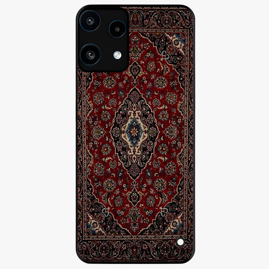 Heritage Carpet Royale Glass Case showing flat back view with ornate Persian carpet inspired pattern and glossy glass finish.