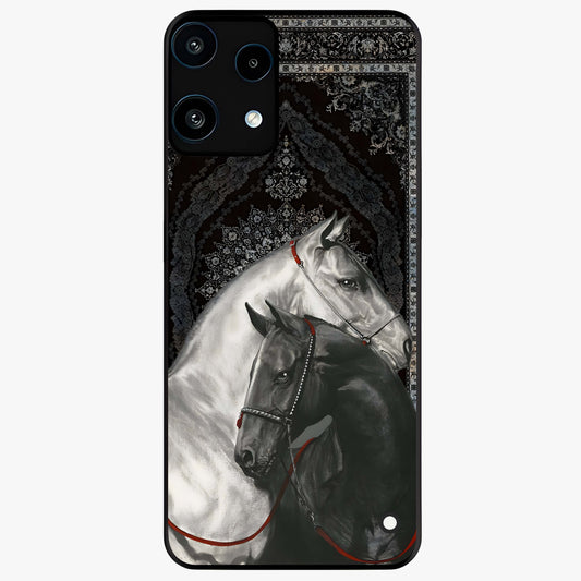 Majestic Ride Legacy Glass Case showing flat back view with powerful automotive inspired artwork and glossy glass finish.