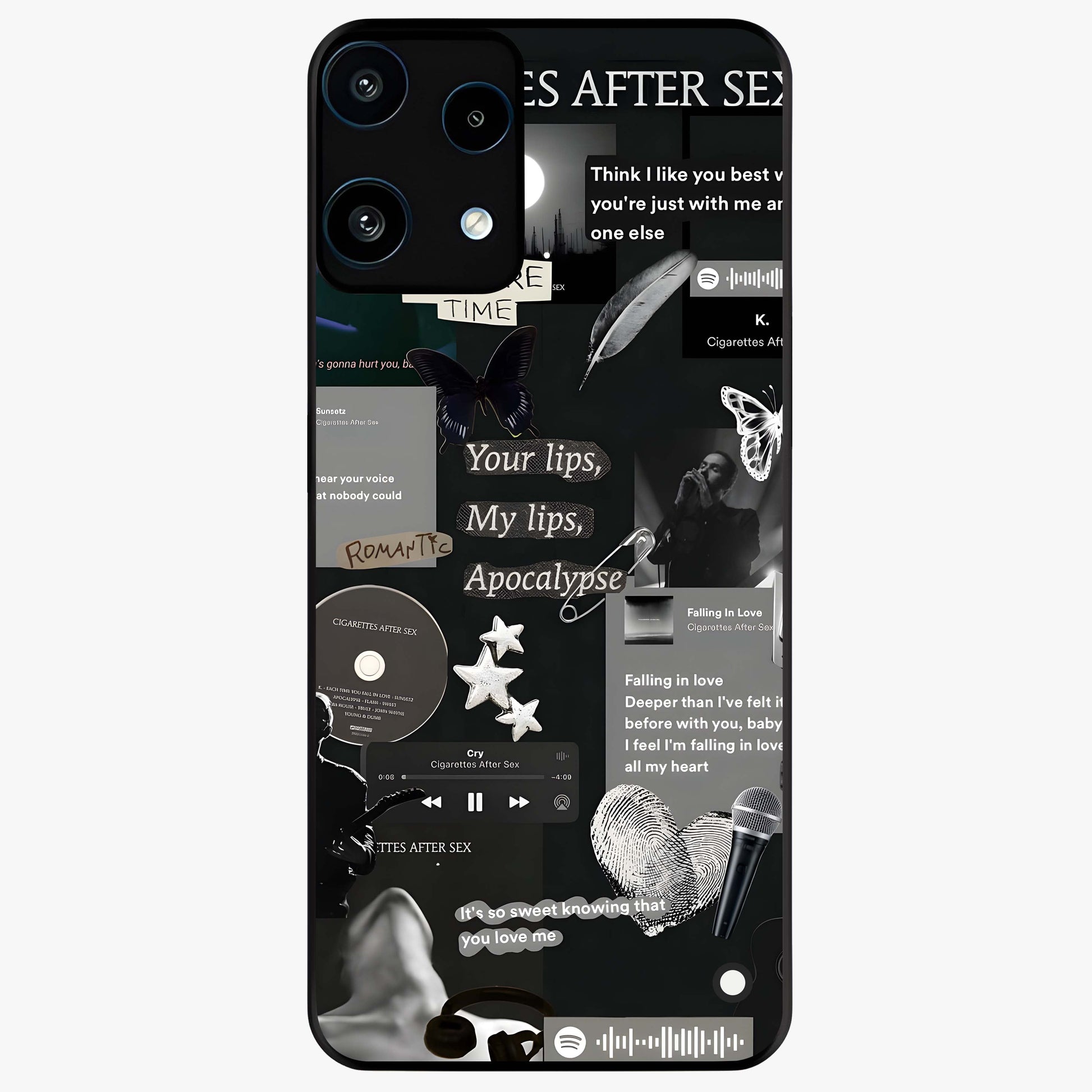 Midnight Love Echo Glass Case showing flat back view with romantic midnight themed artwork and glossy glass finish.