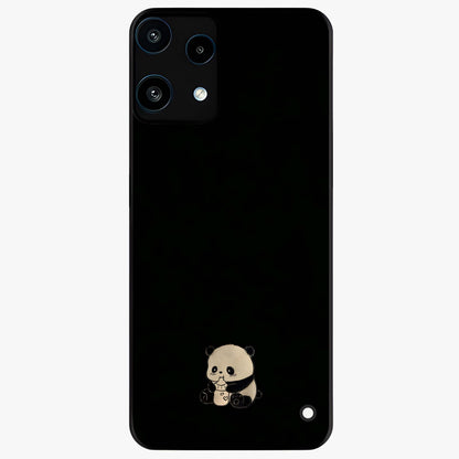 Midnight Panda Love Glass Case showing flat back view with cute panda themed artwork and glossy glass finish.