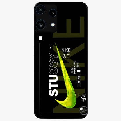 Neon Street Edition Glass Case showing flat back view with neon street style artwork and glossy glass finish.