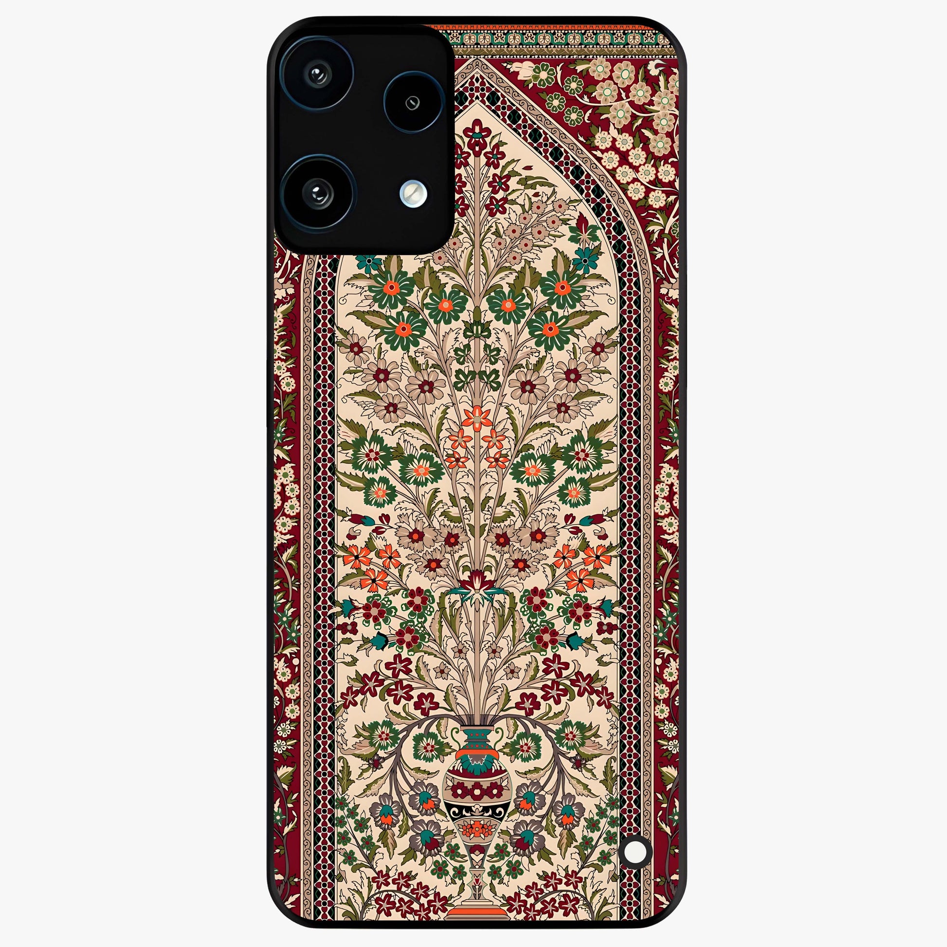 Persian Inspired Glass Case showing flat back view with ornate Persian style pattern artwork and glossy glass finish.