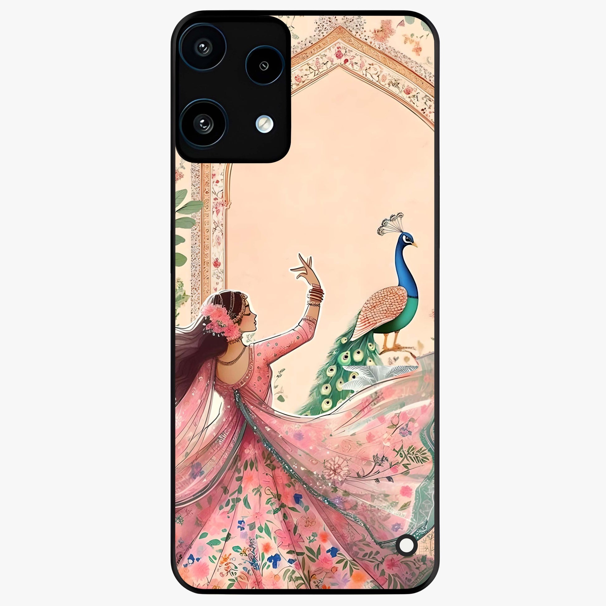 Royal Grace Muse Glass Case showing flat back view with elegant artistic artwork and glossy glass finish.