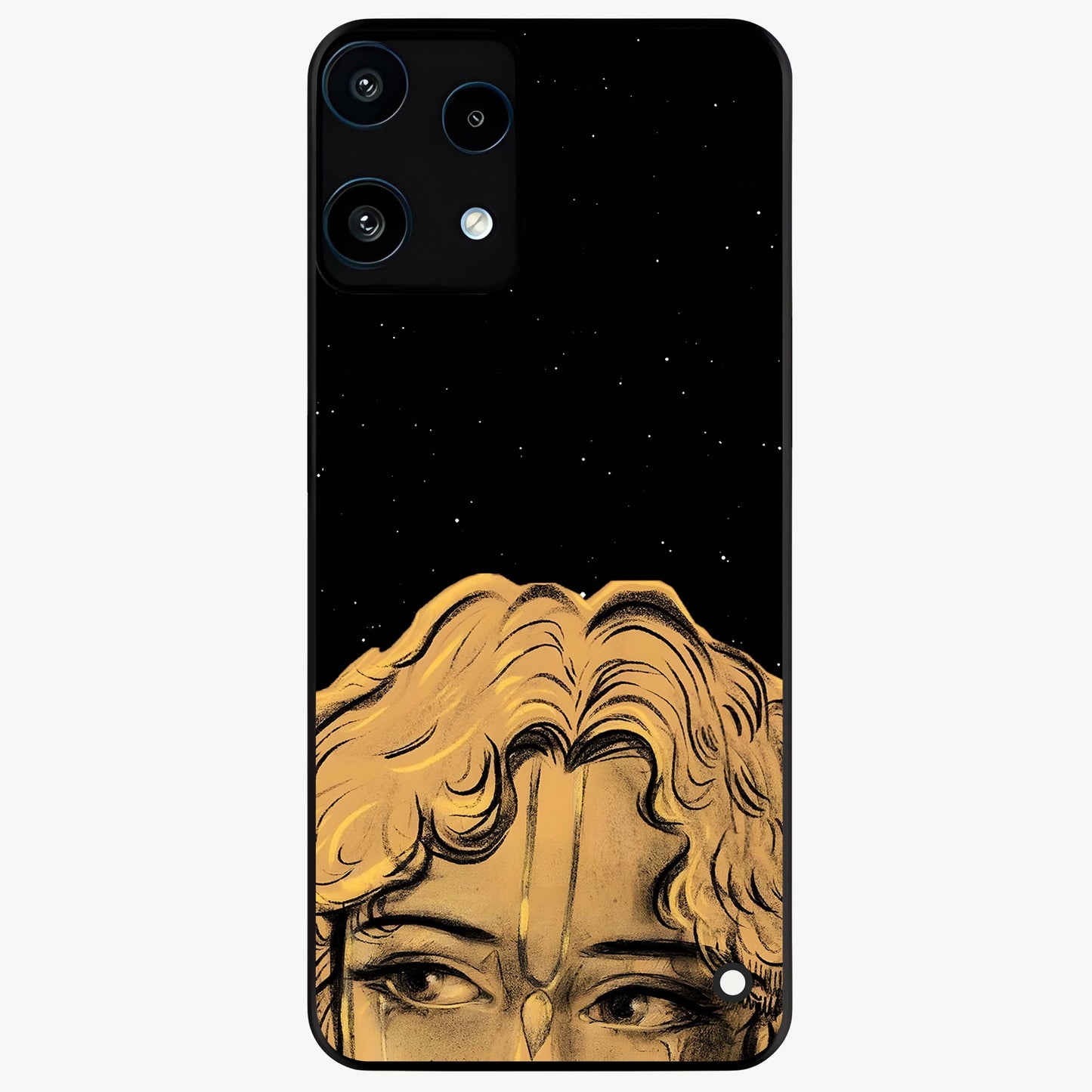 Shri Krishna Art Glass Case showing flat back view with devotional Krishna artwork and glossy glass finish.
