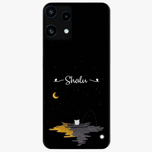 Silent Night Row Glass Case showing flat back view with calm night themed artwork and glossy glass finish.