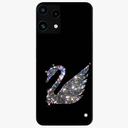 Starlit Swan Grace Glass Case showing flat back view with graceful swan artwork under starry sky and glossy glass finish.