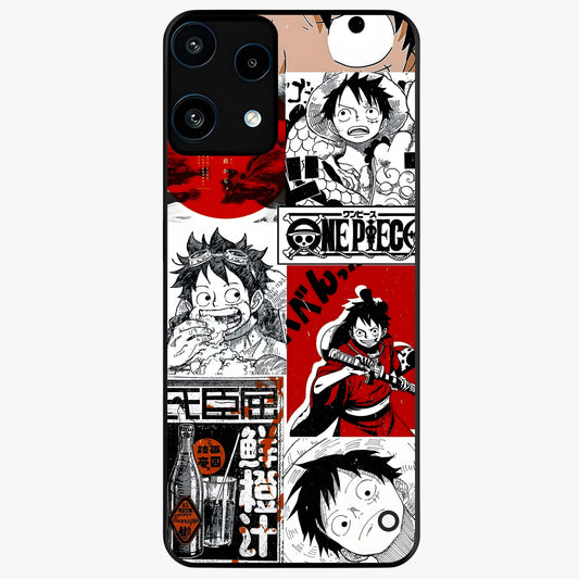 Strawhat Chaos Panels Glass Case showing flat back view with anime inspired chaos panel artwork and glossy glass finish.