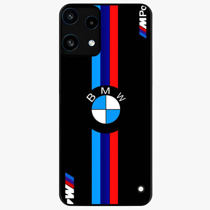 Turbo BMW Beast Glass Case showing flat back view with high performance sports car artwork and glossy glass finish.
