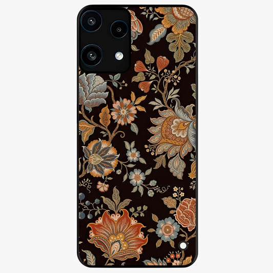 Vintage Floral Dream Glass Case showing flat back view with classic floral artwork and glossy glass finish.