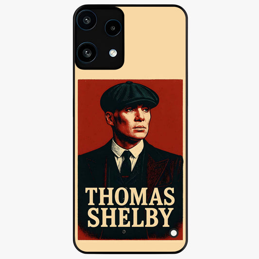 Vintage Mafia Authority Glass Case showing flat back view with bold vintage mafia inspired artwork and glossy glass finish.