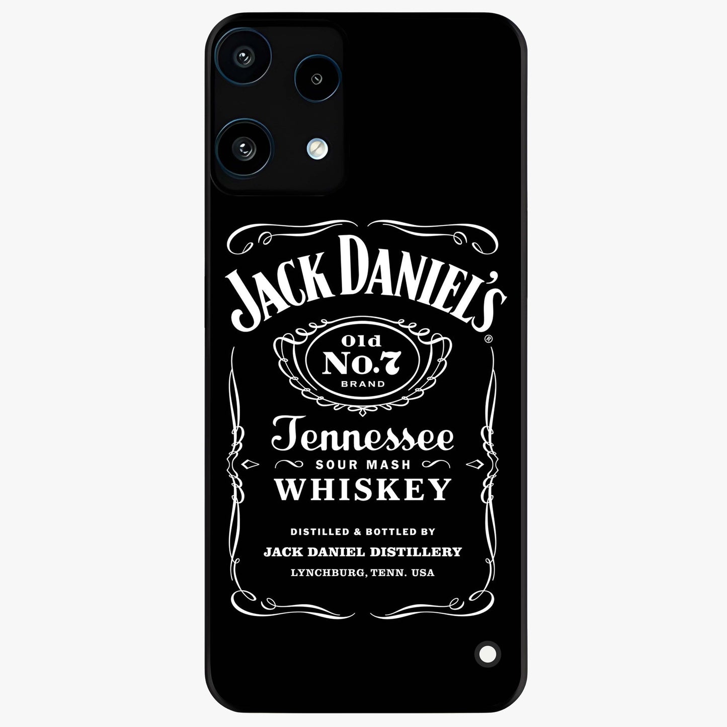 Vintage Whiskey Heritage Glass Case showing flat back view with classic whiskey inspired artwork and glossy glass finish.