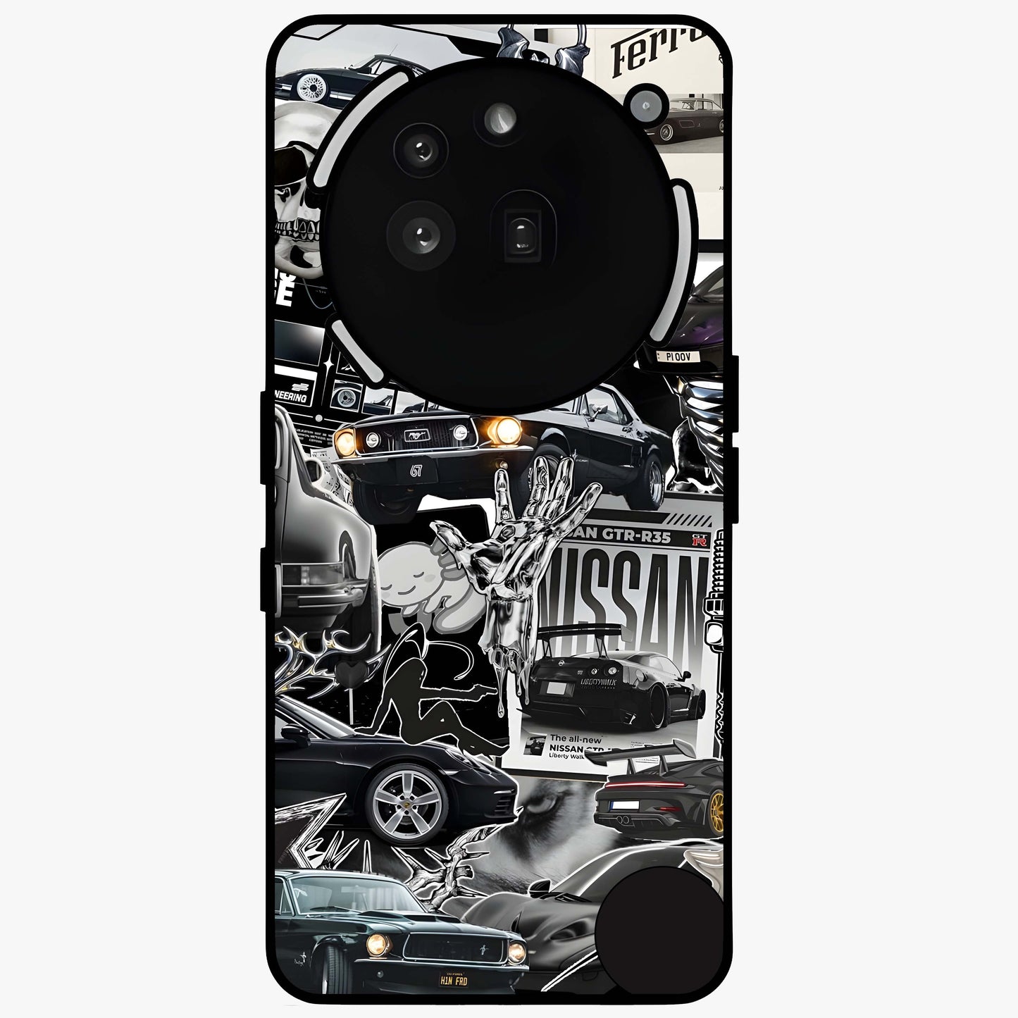 Aesthetic Dark Love Glass Case showing flat back view with dark romantic artwork and glossy glass finish.