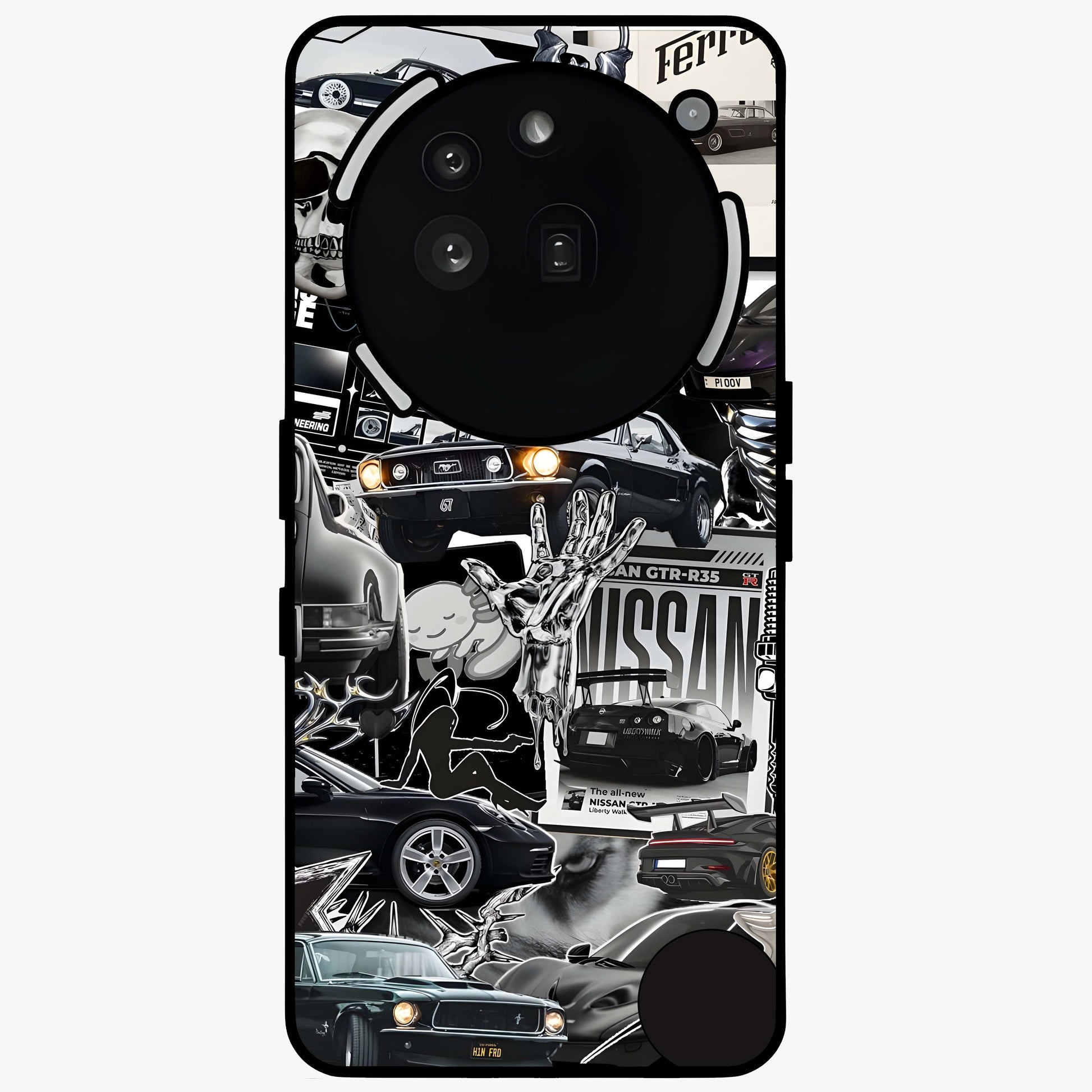 Aesthetic Dark Love Glass Case showing flat back view with dark romantic artwork and glossy glass finish.