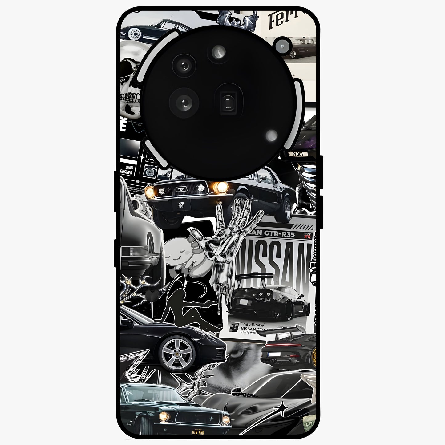 Aesthetic Dark Love Glass Case showing flat back view with dark romantic artwork and glossy glass finish.