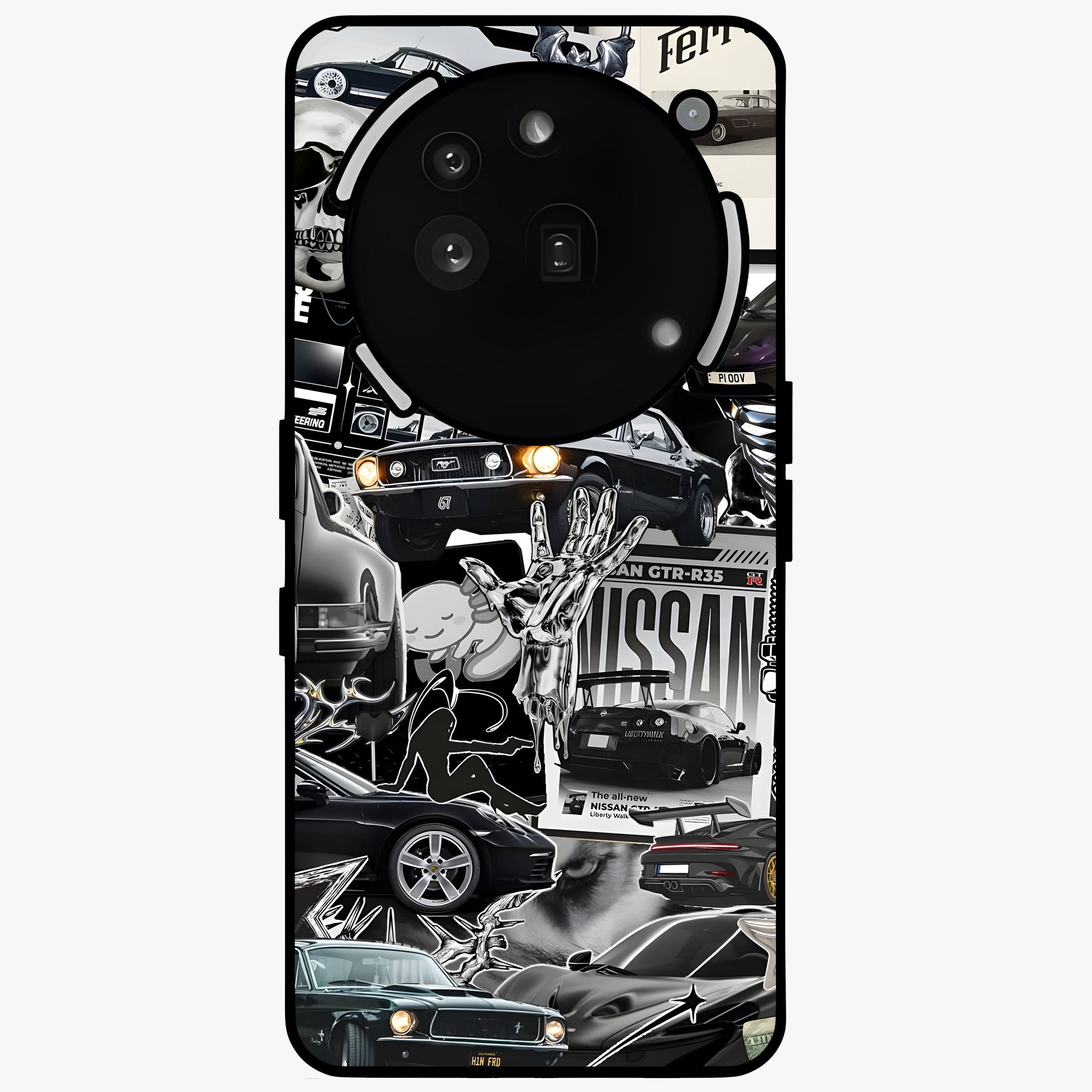 Aesthetic Dark Love Glass Case showing flat back view with dark romantic artwork and glossy glass finish.