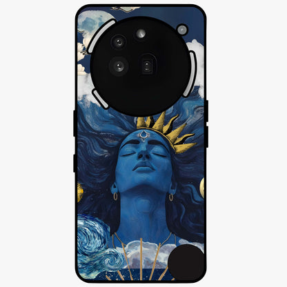 Aesthetic Lord Shiva Glass Case showing flat back view with divine Shiva artwork and glossy glass finish.