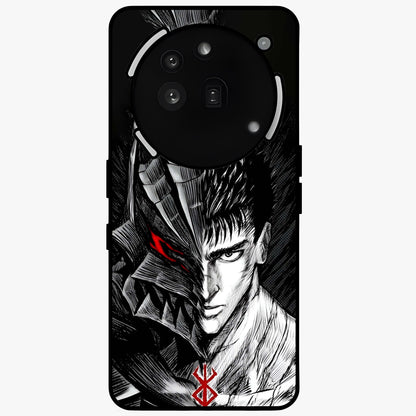 Berserker Blood Oath Glass Case showing flat back view with fierce warrior inspired artwork and glossy glass finish.