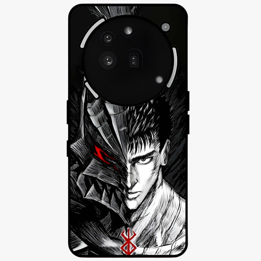 Berserker Blood Oath Glass Case showing flat back view with fierce warrior inspired artwork and glossy glass finish.