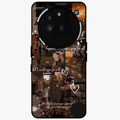 Bittersweet Aesthetic Chaos Glass Case showing flat back view with artistic chaotic aesthetic design and glossy glass finish.
