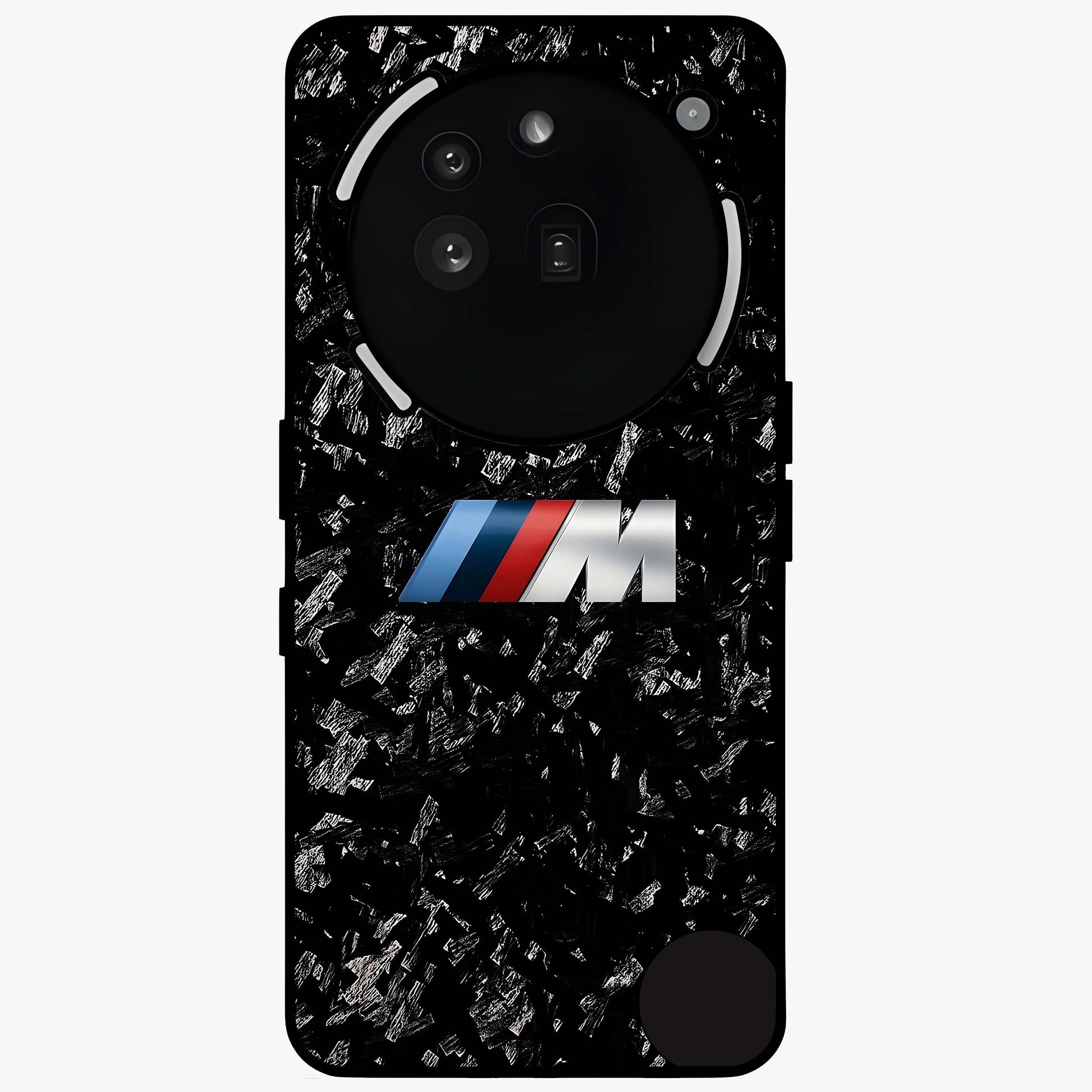 Carbon Speed Mark Glass Case showing flat back view with sporty carbon pattern artwork and glossy glass finish.