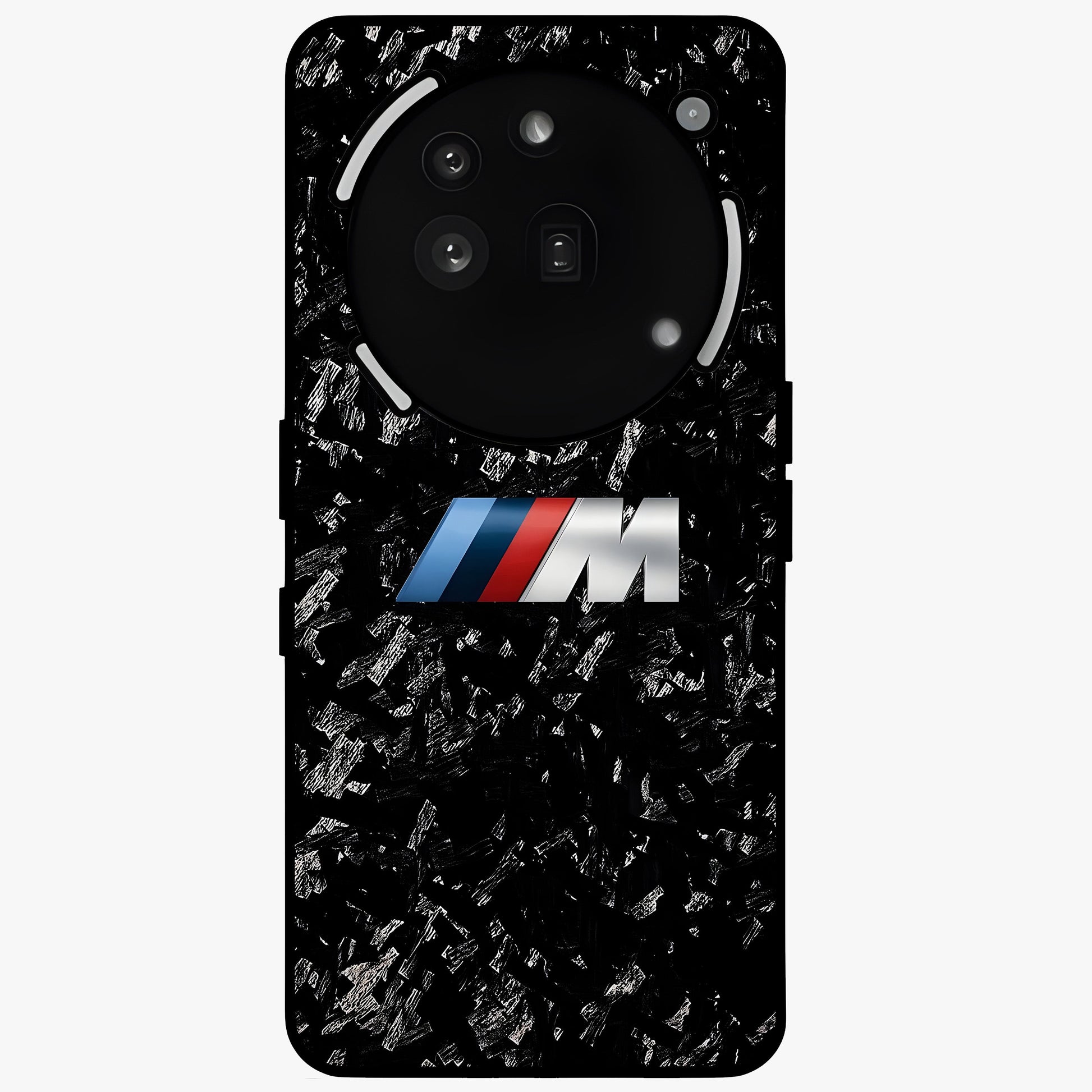 Carbon Speed Mark Glass Case showing flat back view with sporty carbon pattern artwork and glossy glass finish.