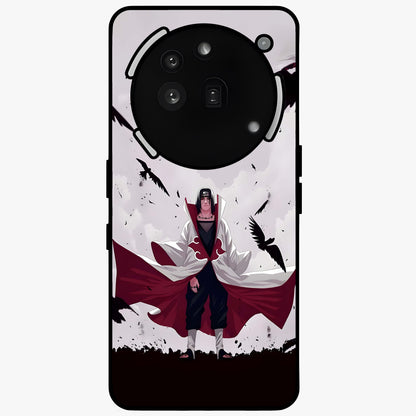 Crimson Crow Ascension Glass Case showing flat back view with mystical crow artwork and glossy glass finish.