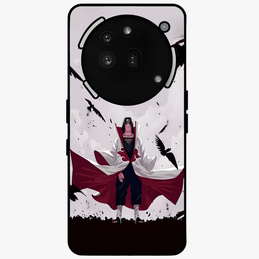 Crimson Crow Ascension Glass Case showing flat back view with mystical crow artwork and glossy glass finish.