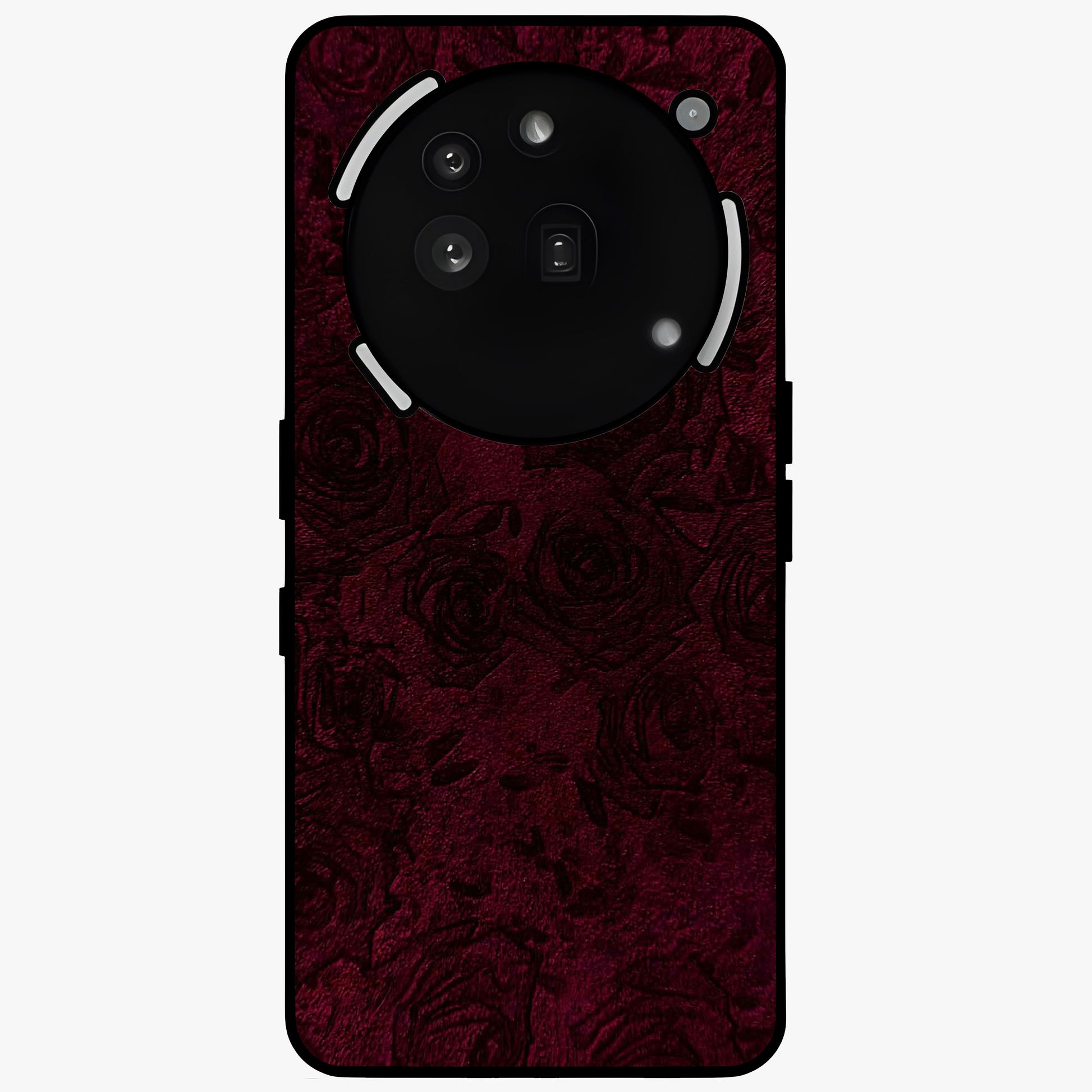 Crimson Fade Flow Glass Case showing flat back view with flowing crimson gradient artwork and glossy glass finish.