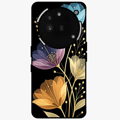 Delicate Multicolor Flowers Glass Case showing flat back view with vibrant floral artwork and glossy glass finish.