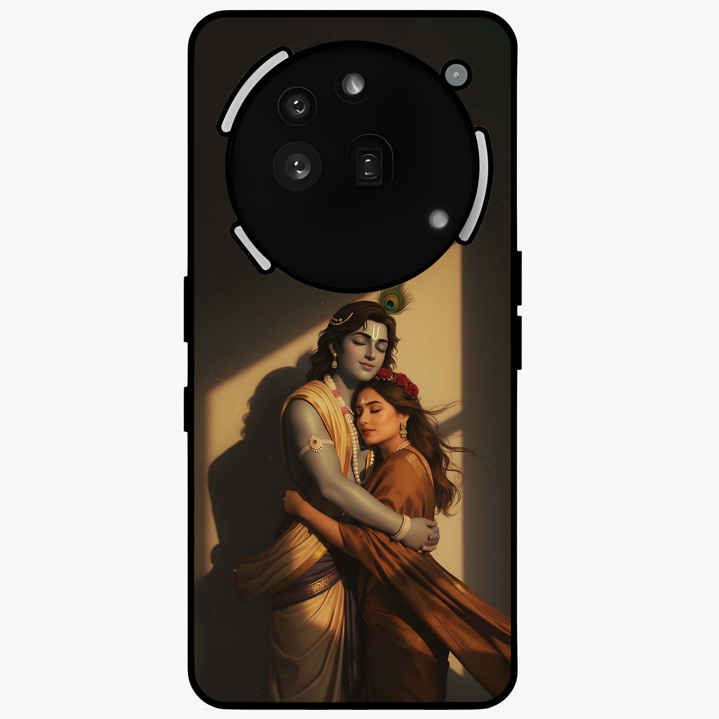 Divine Eternal Love Glass Case showing flat back view with spiritual love themed artwork and glossy glass finish.