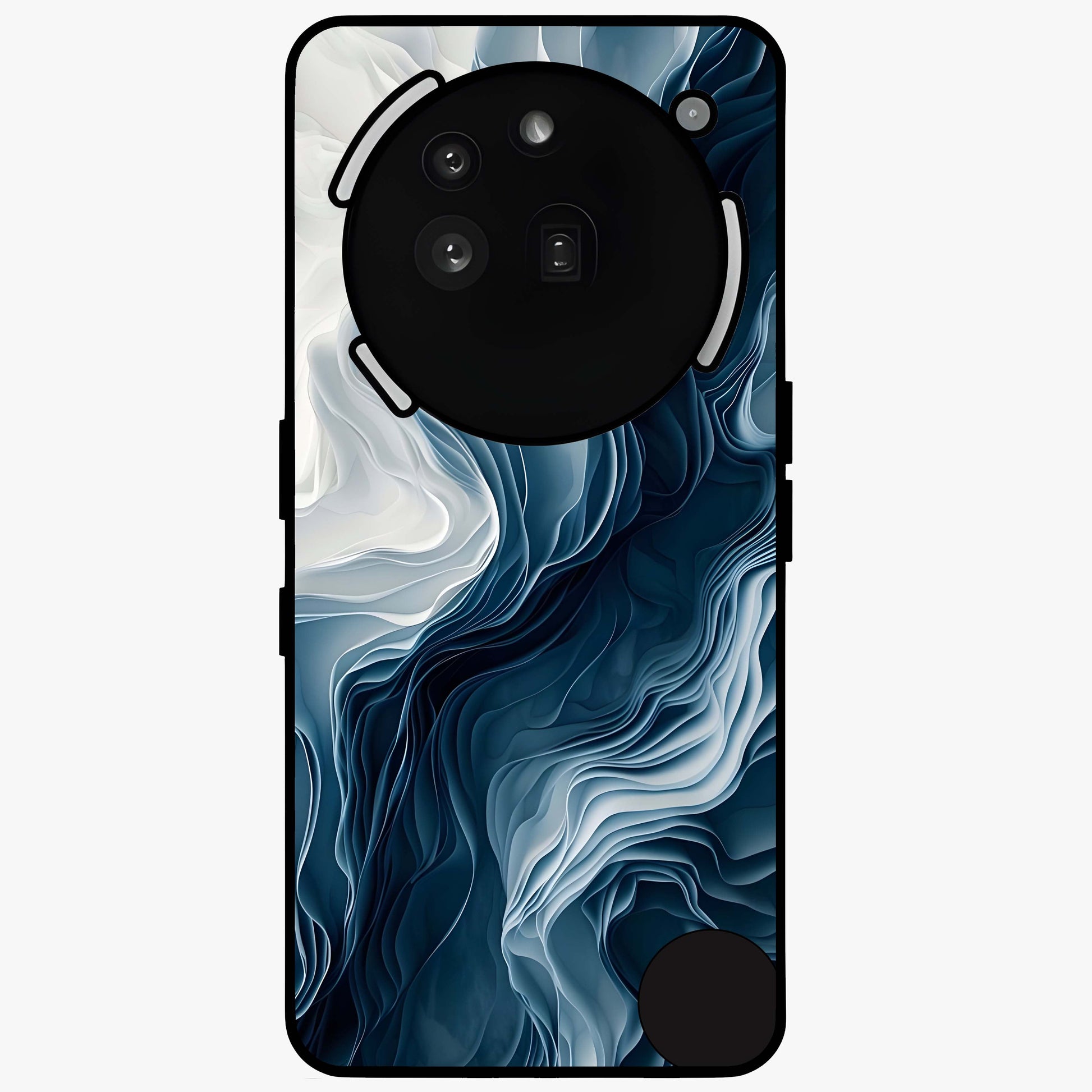 Ethereal Paper Marble Glass Case showing flat back view with soft marble paper texture artwork and glossy glass finish.