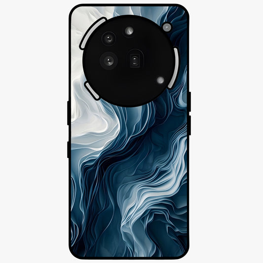 Ethereal Paper Marble Glass Case showing flat back view with soft marble paper texture artwork and glossy glass finish.