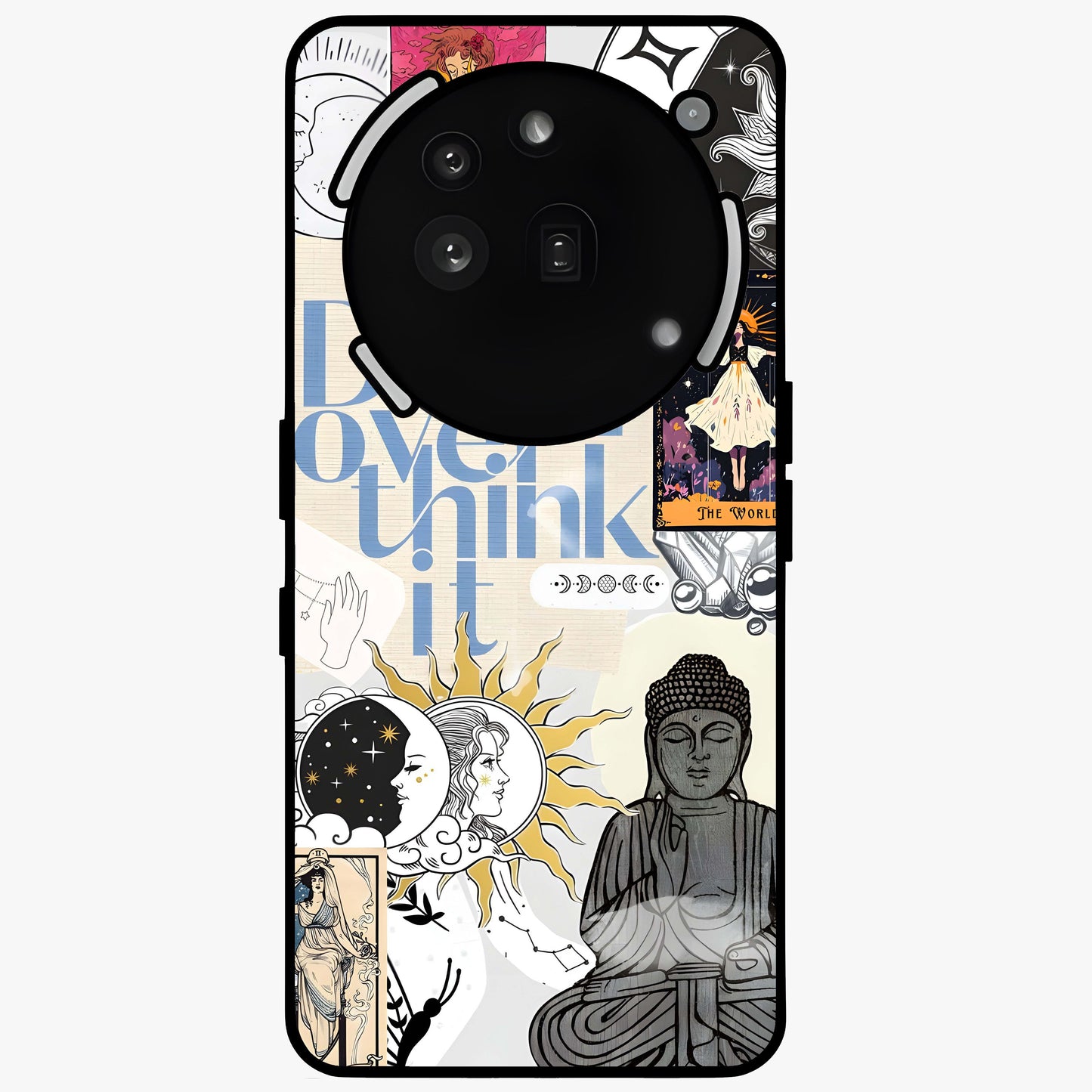 Ethereal Thoughts Glass Case showing flat back view with dreamy artistic artwork and glossy glass finish.
