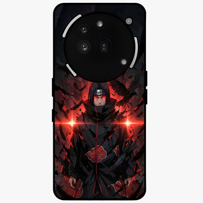 Focused Blade Discipline Glass Case showing flat back view with warrior sword themed artwork and glossy glass finish.