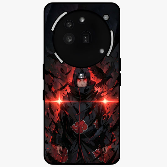 Focused Blade Discipline Glass Case showing flat back view with warrior sword themed artwork and glossy glass finish.
