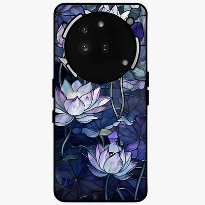 Gloss Petal Rush Glass Case showing flat back view with glossy flower petal artwork and smooth glass finish.